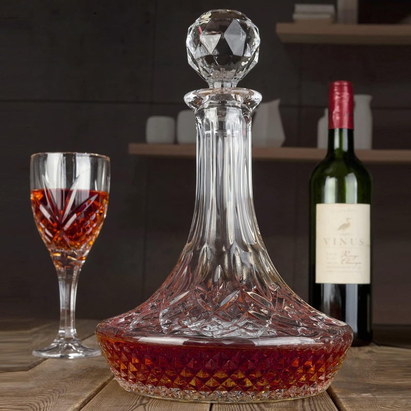 KANARS Wine Decanter Carafe, Hand-Blown Red Wine Decanter Aerator 1250ml/42oz, Crystal Liquor Wine Pitcher with Stopper for Home Bar Dinner - Image 5